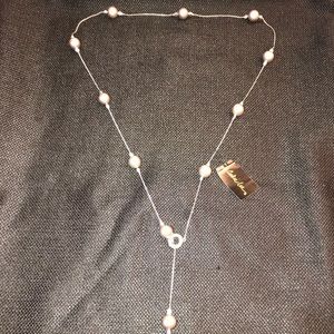 Silver/pearl lariat necklace